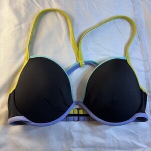 Victoria's Secret Padded Suit Top‎ Color Block 'The Fabulous' Swim Bikini 34DD
